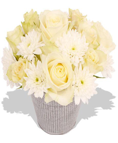 Bouquet Of 10 Roses With 3 White Chrysanthemums